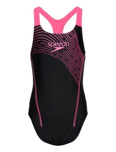 Girls Medley Logo Medalist Sport Swimsuits Black Speedo