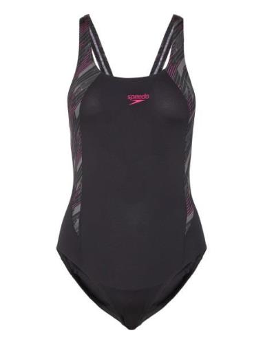 Womens Hyper Boom Splice Muscleback Sport Swimsuits Black Speedo