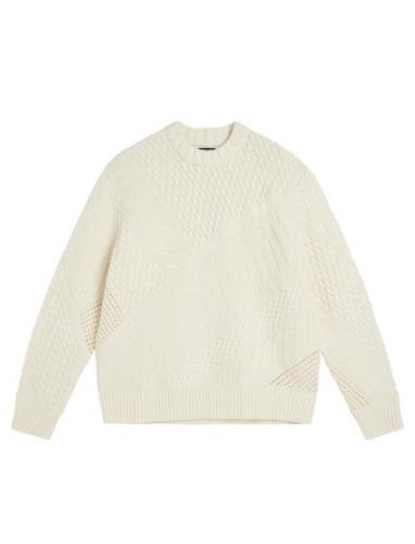 Savio Cable Knit Mock Neck Designers Knitwear Round Necks White J. Lin...