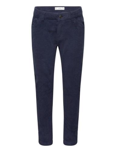 Corduroy Straight Trousers Bottoms Chinos Blue Mango