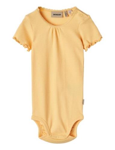 Rib Body S/S Edna Bodies Short-sleeved Yellow Wheat