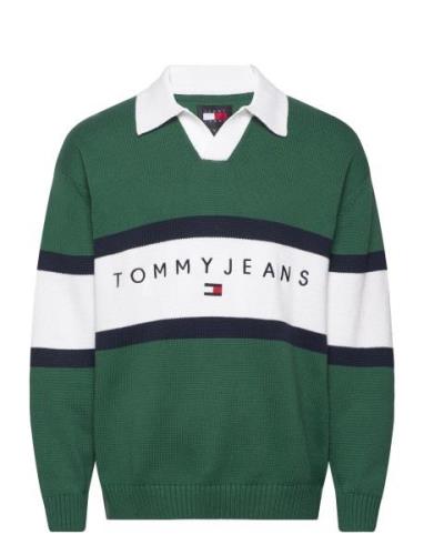 Tjm Rlx Trophy Neck Rugby Tops Knitwear V-necks Green Tommy Jeans