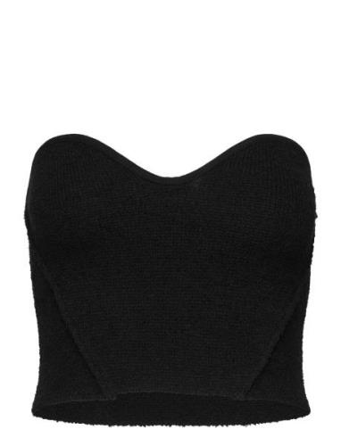 Tweed Corset Top Tops Crop Tops Sleeveless Crop Tops Black Mango