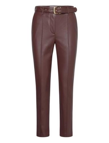 Leather-Effect Trousers With Belt Bottoms Trousers Leather Leggings-Bu...