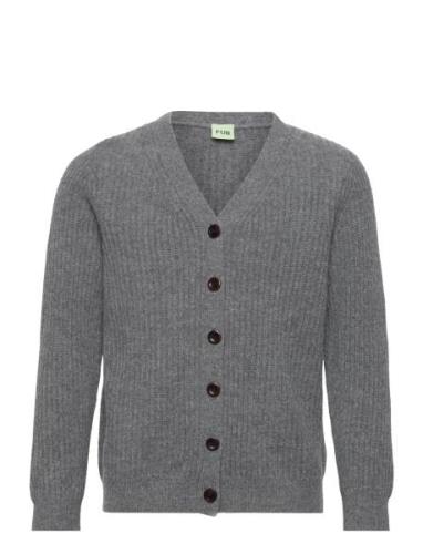 Lambswool Cardigan Tops Knitwear Cardigans Grey FUB