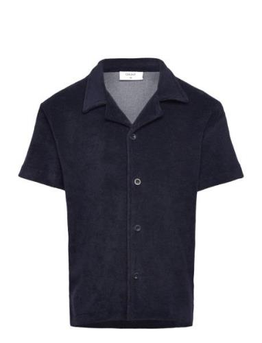 Graugust Terry Ss Shirt Tops Shirts Short-sleeved Shirts Navy Grunt