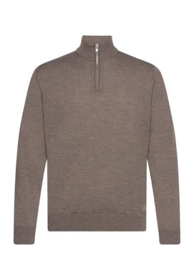 Extrafine Merino Half Zip Knit Tops Knitwear Half Zip Jumpers Beige S....