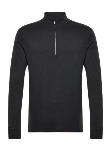 Wool/Bamboo Half Zip Sweater Tops Knitwear Half Zip Jumpers Black Pano...