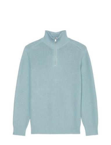 Pullover Long Sleeve Tops Knitwear Half Zip Jumpers Blue Marc O'Polo