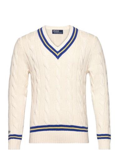 The Iconic Cricket Sweater Tops Knitwear V-necks Cream Polo Ralph Laur...