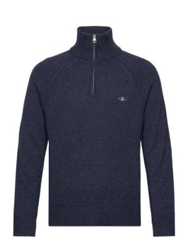 Bicolored Raglan H-Zip Tops Knitwear Half Zip Jumpers Navy GANT