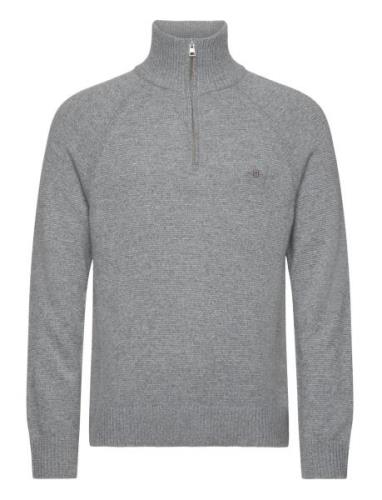 Bicolored Raglan H-Zip Tops Knitwear Half Zip Jumpers Grey GANT