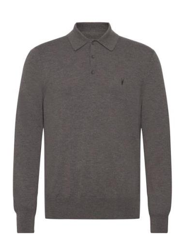 Kilburn Ls Polo Tops Knitwear Long Sleeve Knitted Polos Grey AllSaints