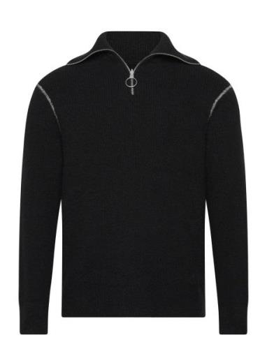 Asteroid Zip Funnel Tops Knitwear Half Zip Jumpers Black AllSaints