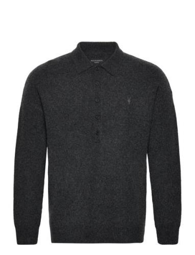 Shapley Ls Polo Tops Knitwear Long Sleeve Knitted Polos Black AllSaint...