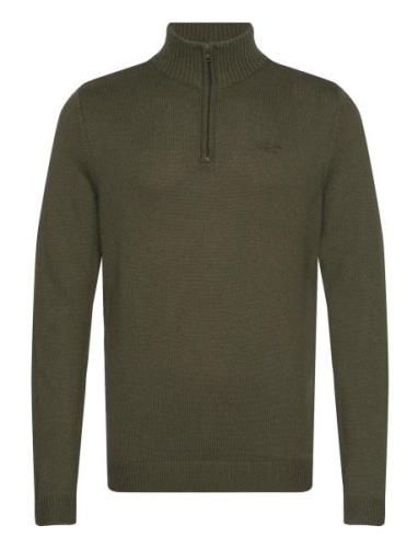 Hco. Guys Sweaters Tops Knitwear Half Zip Jumpers Khaki Green Holliste...