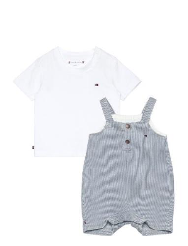 Baby Striped Dungaree Set Sets Sets With Short-sleeved T-shirt Multi/p...