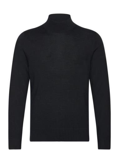 Merino Mock Neck Sweater Tops Knitwear Turtlenecks Black Calvin Klein