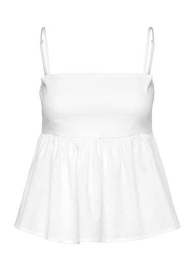 Linen Blend Singlet Tops Blouses Sleeveless White Gina Tricot