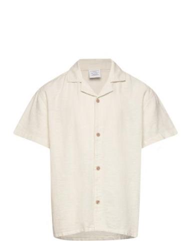 Shirt Ss Linen Tops Shirts Short-sleeved Shirts White Lindex