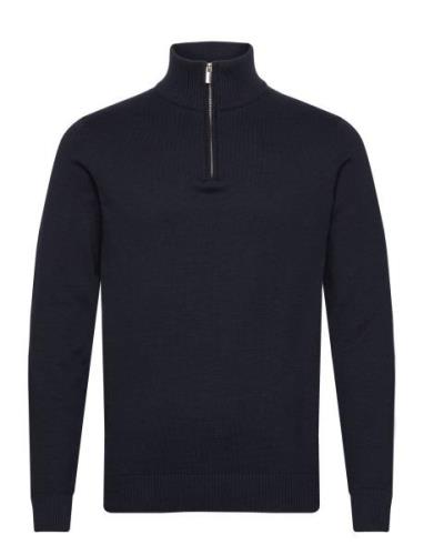 Bs Erik Regular Fit Knitwear Tops Knitwear Half Zip Jumpers Navy Bruun...