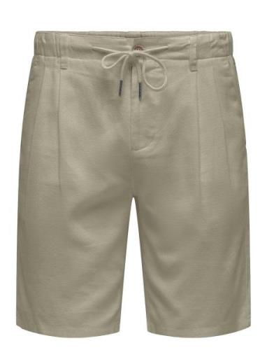 Onsleo Linen Mix 0048 Shorts Bottoms Shorts Casual Beige ONLY & SONS