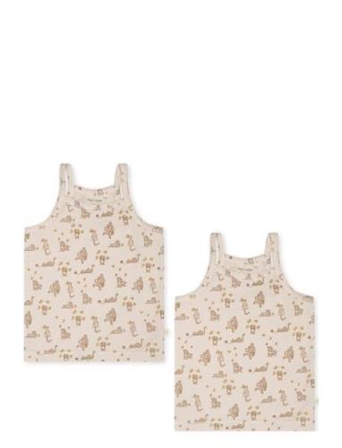 Esta Strap Top 2-Pack Tops T-shirts Sleeveless Beige That's Mine