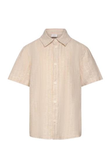 Shirt Ss Linen Blend Tops Shirts Short-sleeved Shirts Beige Lindex