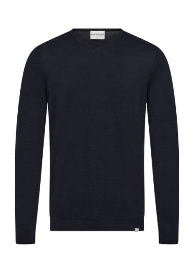 Bs Georg Regular Fit Knitwear Tops Knitwear V-necks Navy Bruun & Steng...