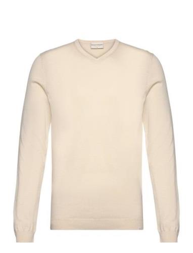 Bs Georg Regular Fit Knitwear Tops Knitwear V-necks Cream Bruun & Sten...