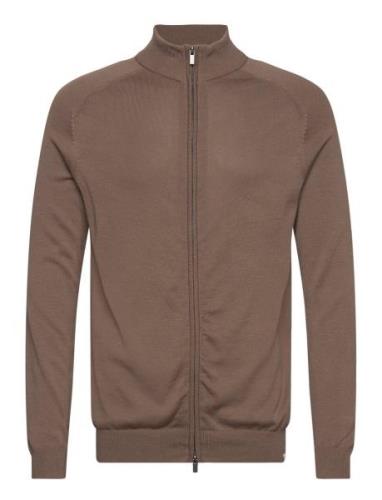 Bs Oluf Regular Fit Knitwear Tops Knitwear Full Zip Jumpers Brown Bruu...