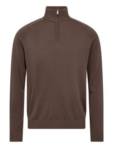 Bs Knud Regular Fit Knitwear Tops Knitwear Half Zip Jumpers Brown Bruu...