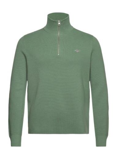 Milano Knit Cotton Half Zip Tops Knitwear Half Zip Jumpers Green GANT