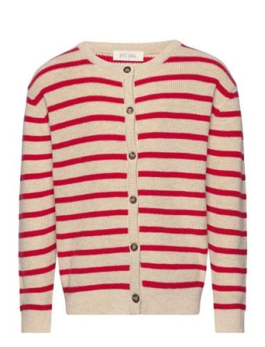 Cardigan Knit Pattern Stripe Tops Knitwear Cardigans Red Petit Piao