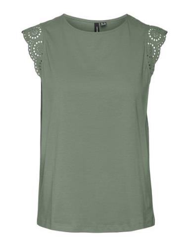 Vmemily Sl Gathering Top Jrs Noos Tops Blouses Sleeveless Green Vero M...