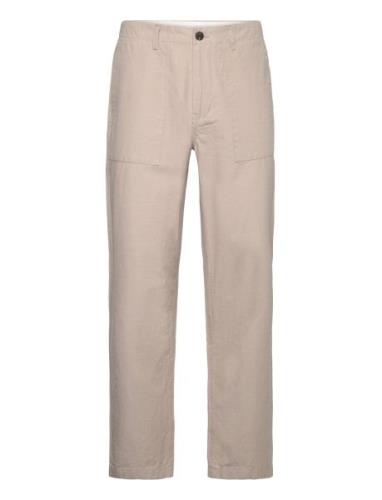 Flint Wide Slub Yarn Pants - Gots/V Bottoms Trousers Casual Beige Know...