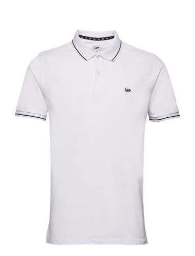 Pique Polo Tops Knitwear Short Sleeve Knitted Polos White Lee Jeans