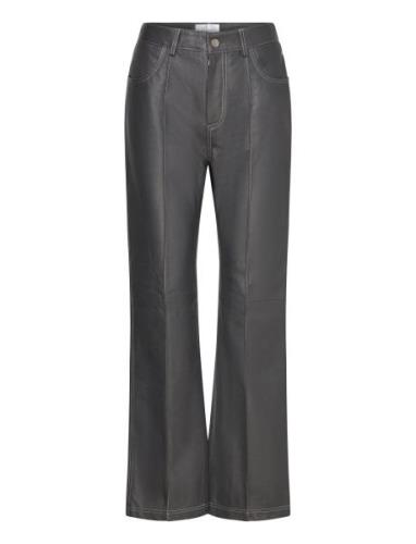 Nana Leather Pants Bottoms Trousers Leather Leggings-Bukser Grey Hosbj...