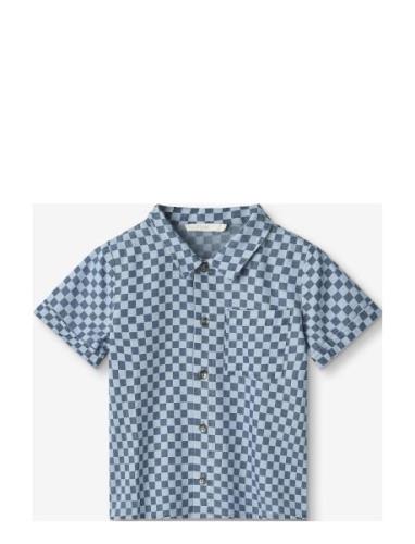 Hurlum Ss Check Shirt Tops Shirts Short-sleeved Shirts Blue Fliink