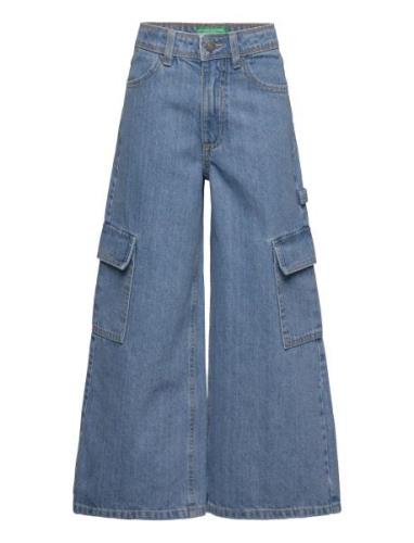 Trousers Bottoms Jeans Wide Jeans Blue United Colors Of Benetton