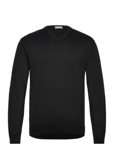 V Neck Sweater L/S Tops Knitwear V-necks Black United Colors Of Benett...