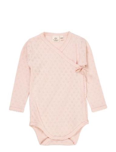 Pointelle Heart Crossover Body Ls Bodies Wrap Bodies Pink Copenhagen C...