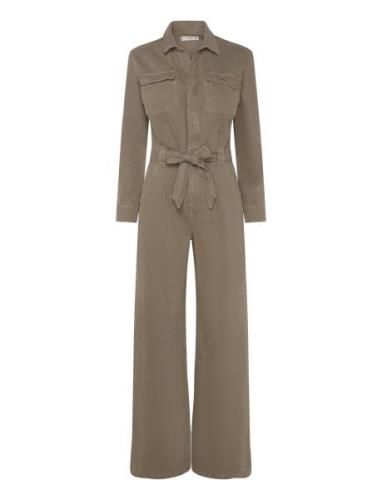 Denim Jumpsuit Belt Bottoms Jumpsuits Khaki Green Mango