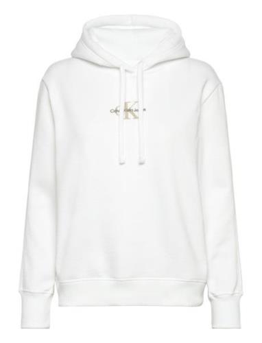 Monologo Regular Hoodie Tops Sweat-shirts & Hoodies Hoodies White Calv...