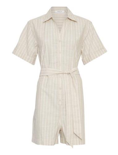 Mschannabet Ss Playsuit Stp Bottoms Jumpsuits Beige MSCH Copenhagen