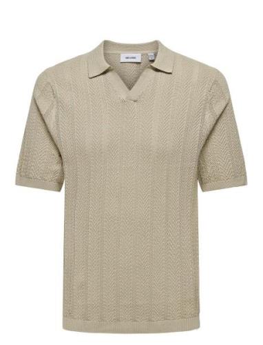 Onslucas Reg 12 Ss Crochet Polo Knit Tops Knitwear Short Sleeve Knitte...