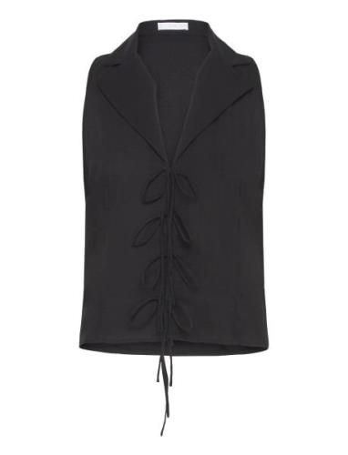 Sleeveless Blouse With Bows Tops Blouses Sleeveless Black Mango