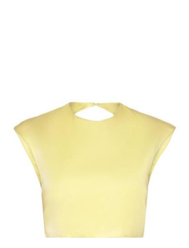 Anya Satin Top Tops Blouses Sleeveless Yellow Bardot