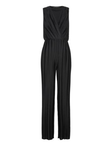 Ronnie Pleated V Neck Jumpsuit Bottoms Jumpsuits Black French Connecti...