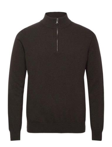 Patton Half Zip Tops Knitwear Half Zip Jumpers Brown Oscar Jacobson